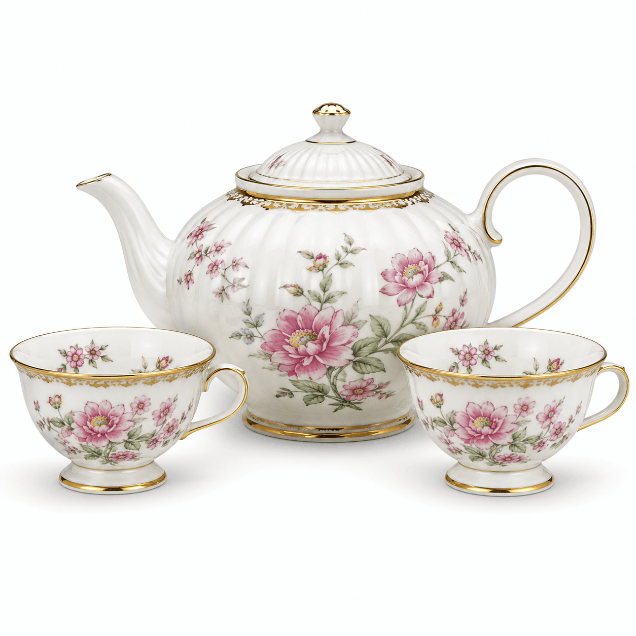 粉彩花卉茶具 · 粉