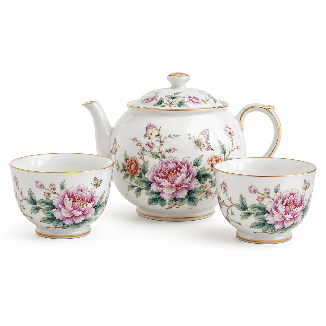 粉彩花卉茶具